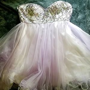 Cute short strapless prom dress